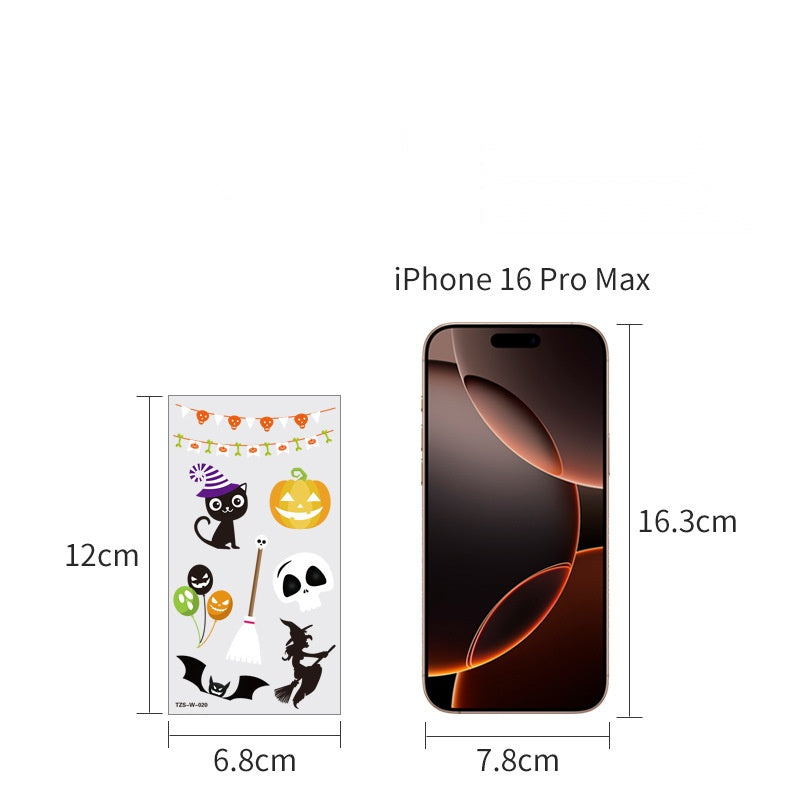 Halloween Glow in the Dark Face Tattoos for Kids, Green Fluorescent Waterproof Arm Stickers