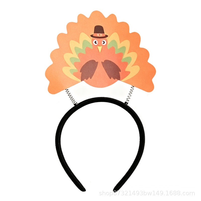Thanksgiving Turkey Headband Drumstick Fan Tail Funny Cartoon Party Costume Prop