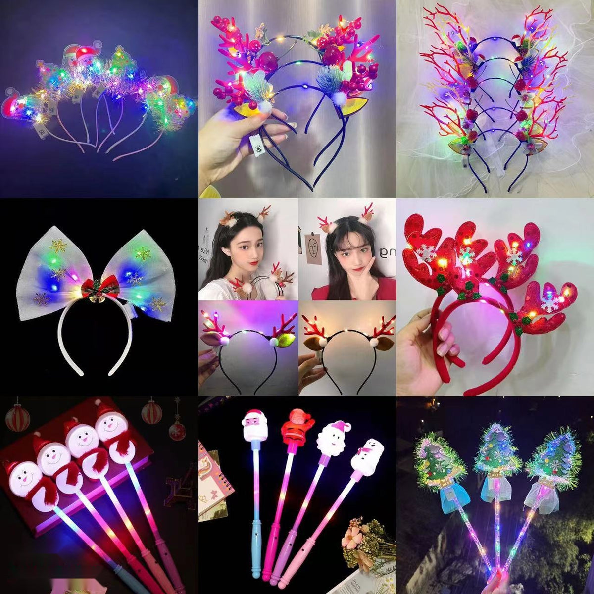 Light Up Reindeer Antler Headband, Christmas Glow Stick Party Favors for Kids