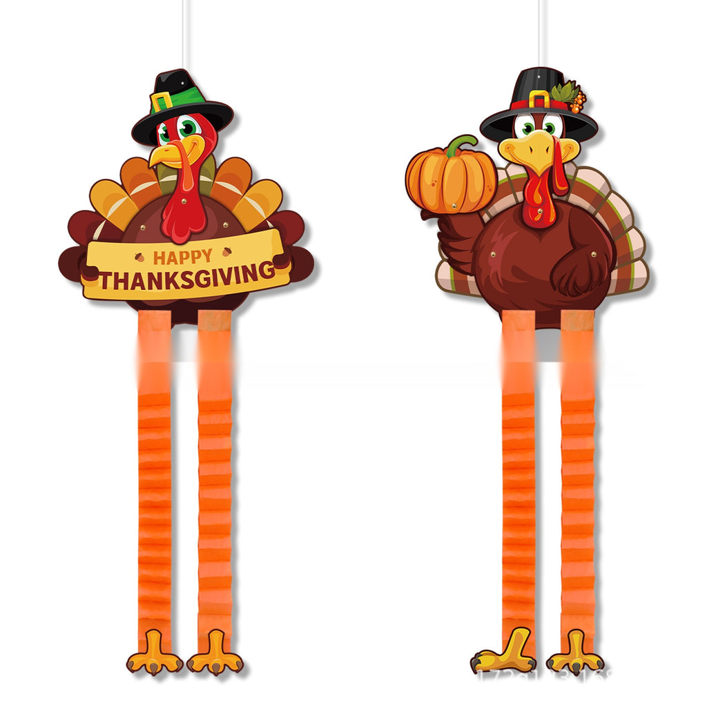 Thanksgiving Party Decoration Kit Banner Bunting Balloons Turkey Honeycomb Tabletop Decor Set