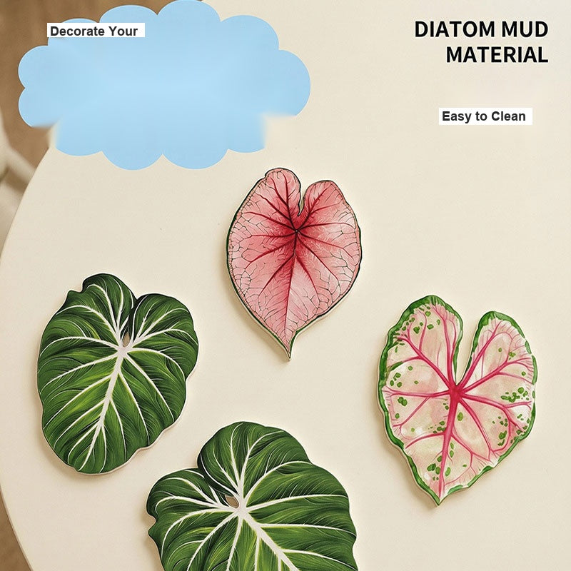 Tropical Plant Acrylic Coasters Set Solid Color Heat Resistant Easy Clean Table Coasters