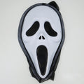 Halloween White Ghost Scream Mask With Veil, Plastic Scary Face Mask For Masquerade Costume Parties