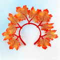 Faux Maple Leaf Headband, Red Yellow Autumn Leaf Hair Hoop For Thanksgiving Party Decor