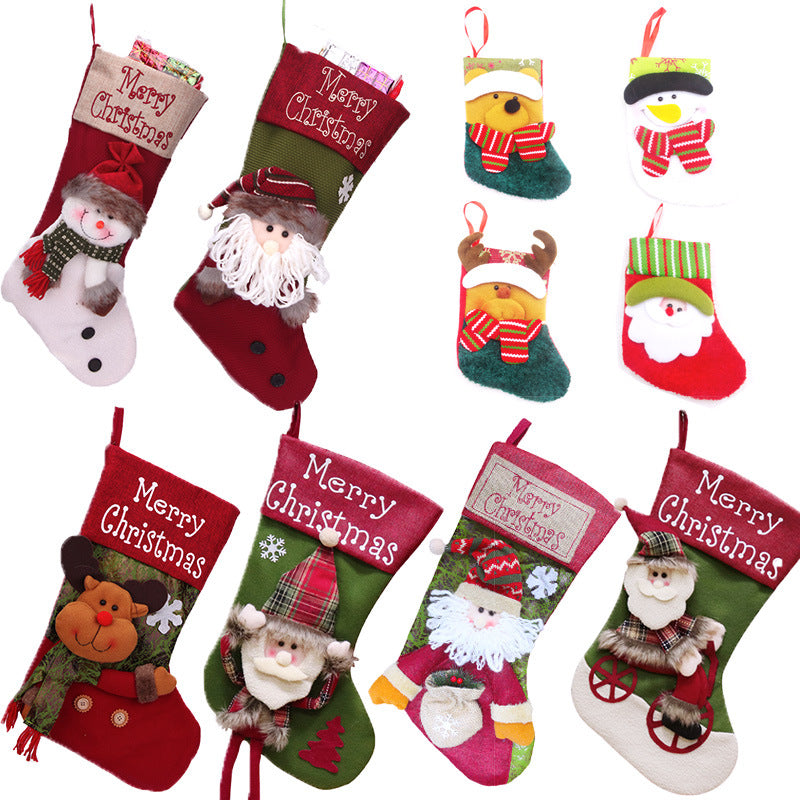 Christmas Stocking Gift Bags Large and Small, Cartoon Candy Bags for Holiday Gifts Decorations