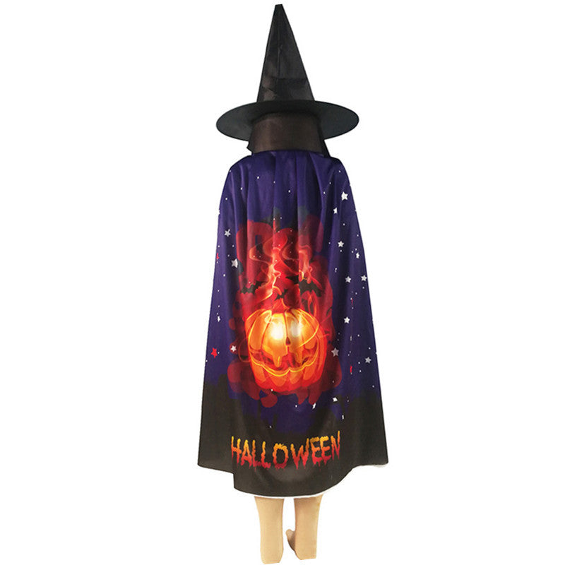 Halloween Kids Death Vampire Cape, Digital Print Knit Fabric Masquerade Cloak