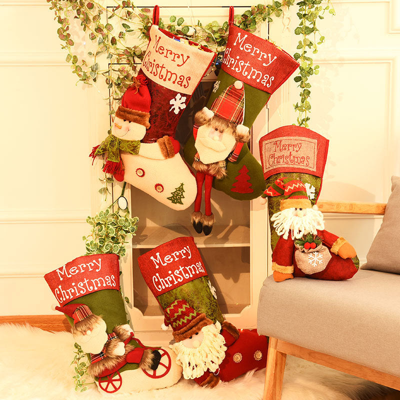 Christmas Stocking Gift Bags Large and Small, Cartoon Candy Bags for Holiday Gifts Decorations