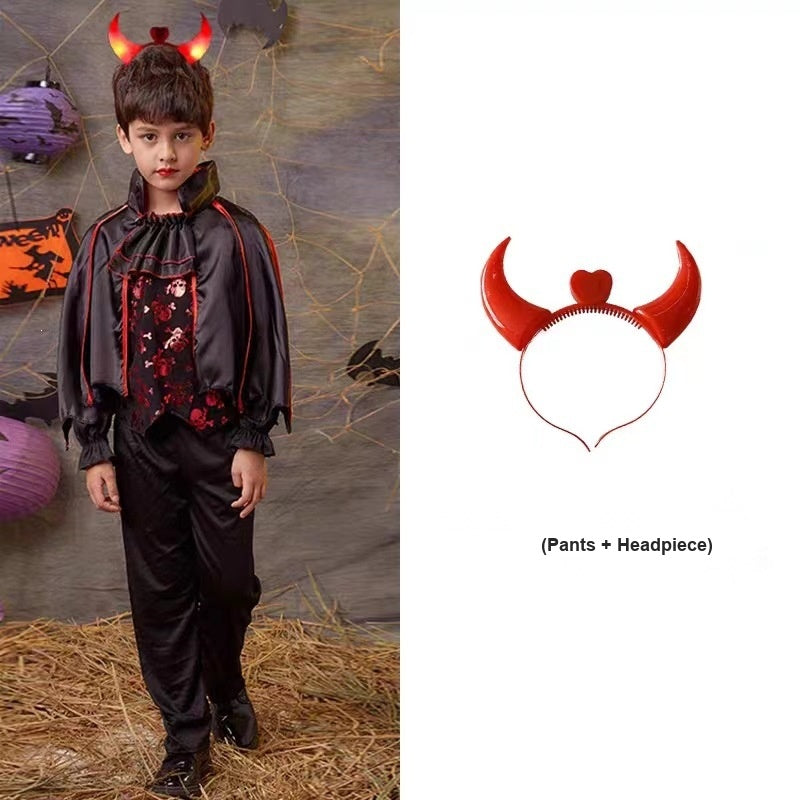 Kids Halloween Vampire Witch Costume, Girls Wizard Cape With Puff Sleeves For Masquerade Party