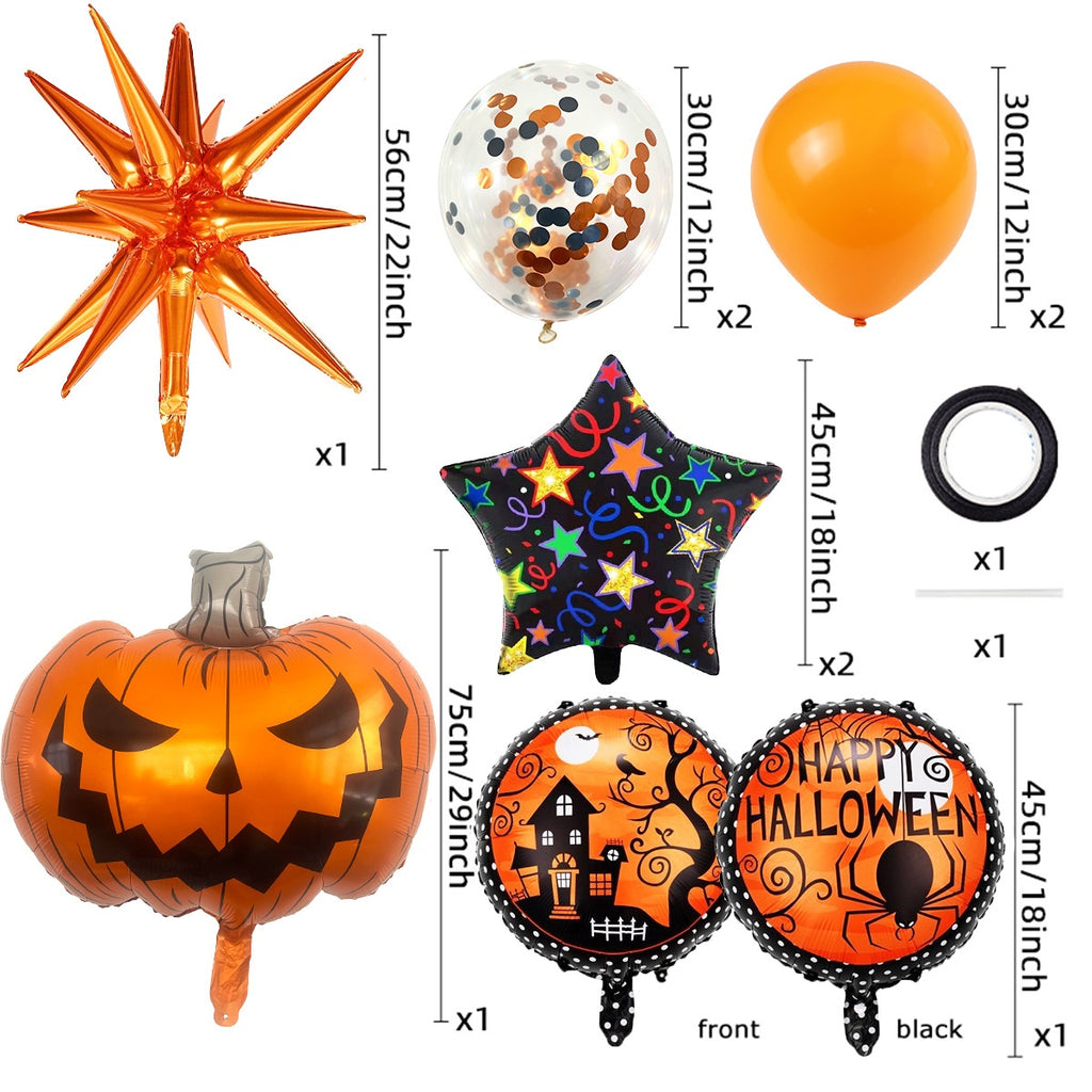 Halloween Foil Balloon Set, Pumpkin Ghost Skull Cartoon Shaped Balloons For Spooky Party Decor
