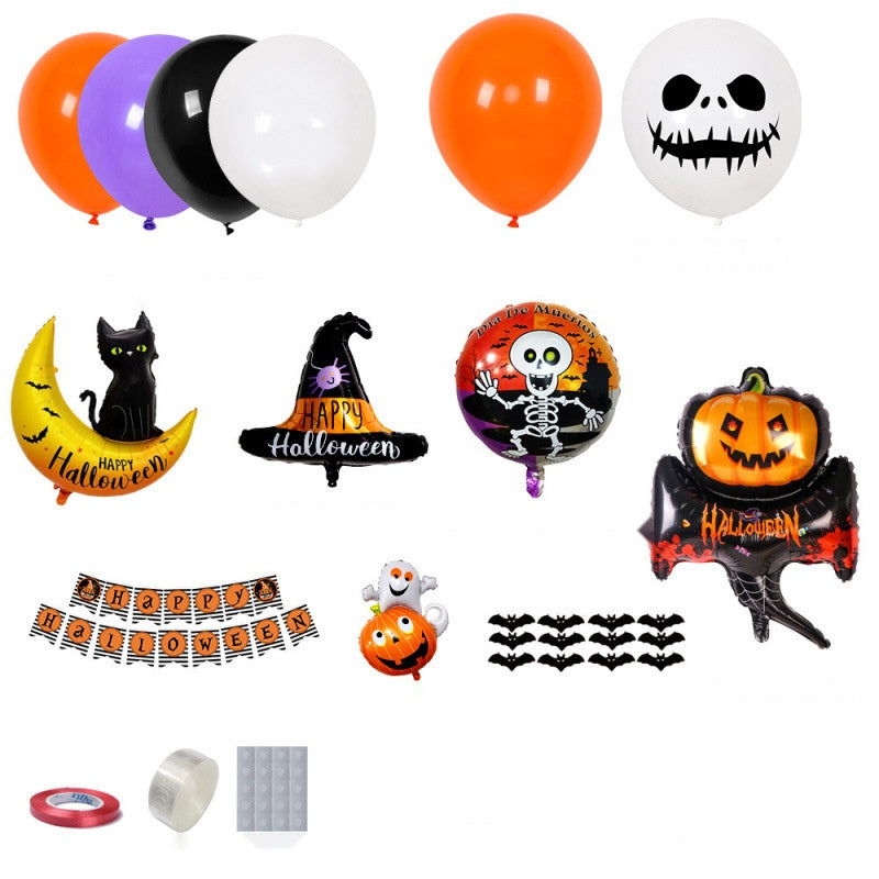 Halloween Arch Pumpkin Theme Balloon Set, Witch Hat Foil Balloons