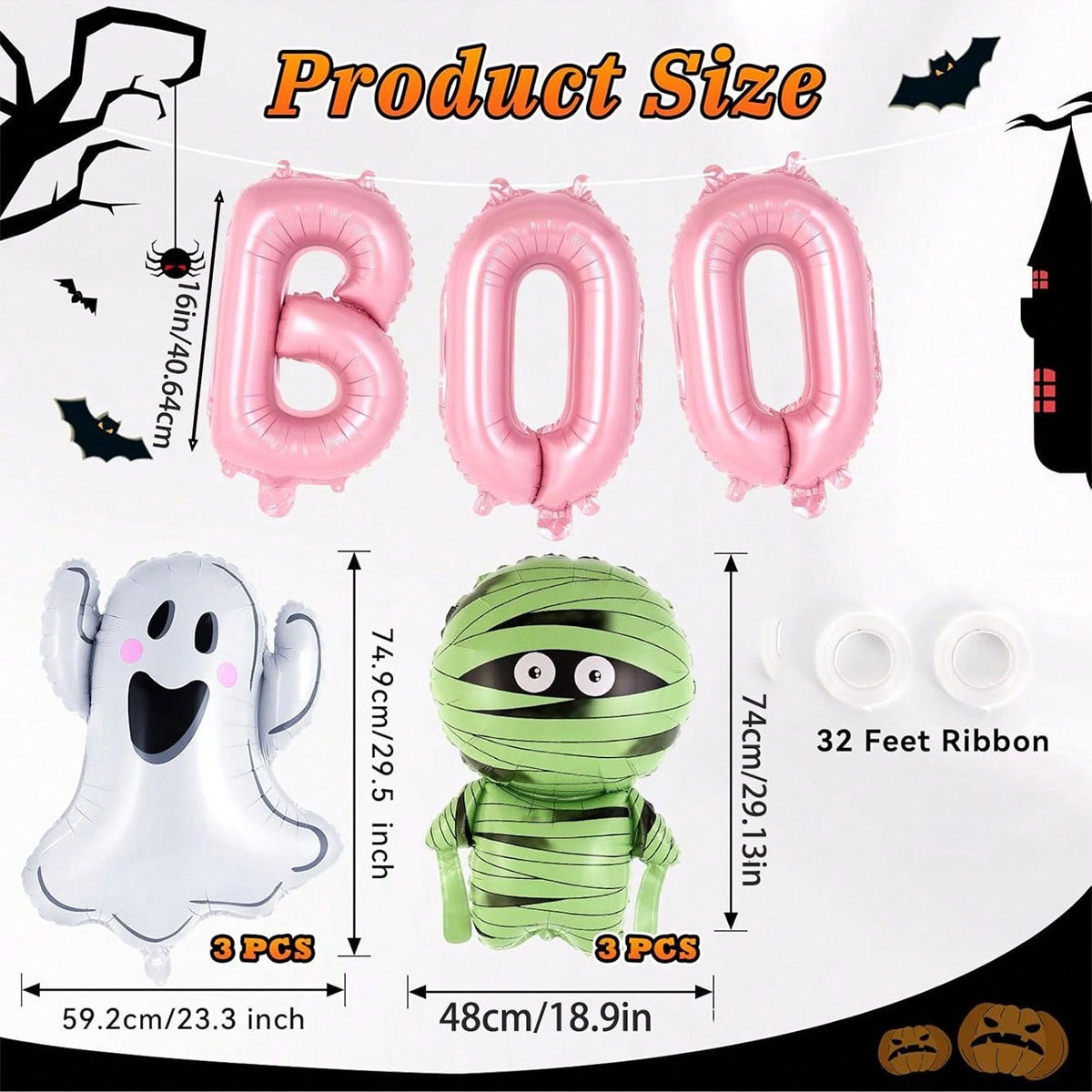 Halloween Foil Balloons, Novelty Shaped Aluminum Foil Balloons For Themed Party Decorations
