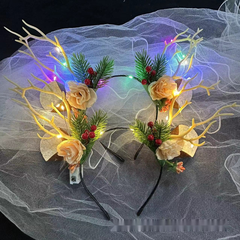 Light Up Reindeer Antler Headband, Christmas Glow Stick Party Favors for Kids