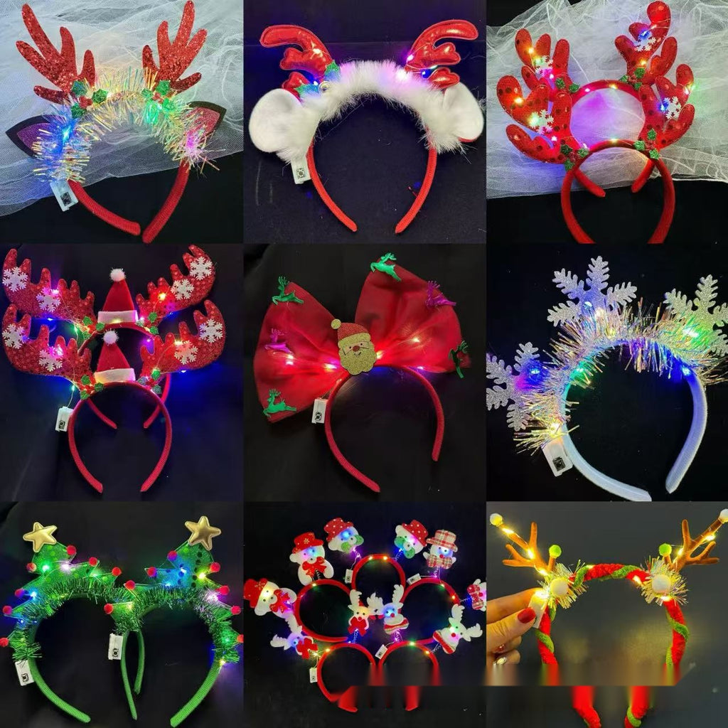 Glowing Reindeer Antler Headband, Christmas Light Up Hair Accessory for Adults and Kids
