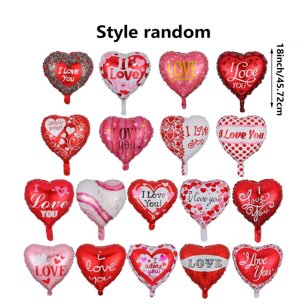 10 Pack 18 Inch Heart Star 4D Foil Balloons Set, Valentine's Day Wedding Birthday Graduation Party Decorations
