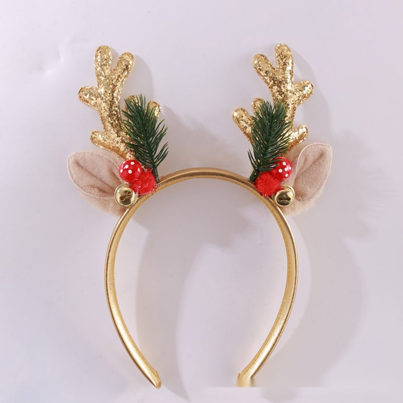 Cartoon Red Reindeer Antler Headband with Bells, Christmas Hair Accessory for Kids