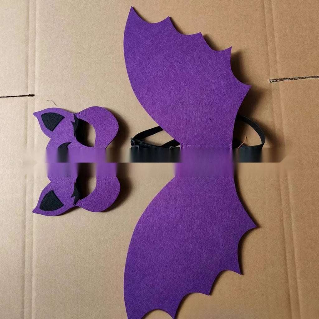 Halloween Kids Bat Wing Cape with Headband Mask, Vampire Costume for Boys and Girls