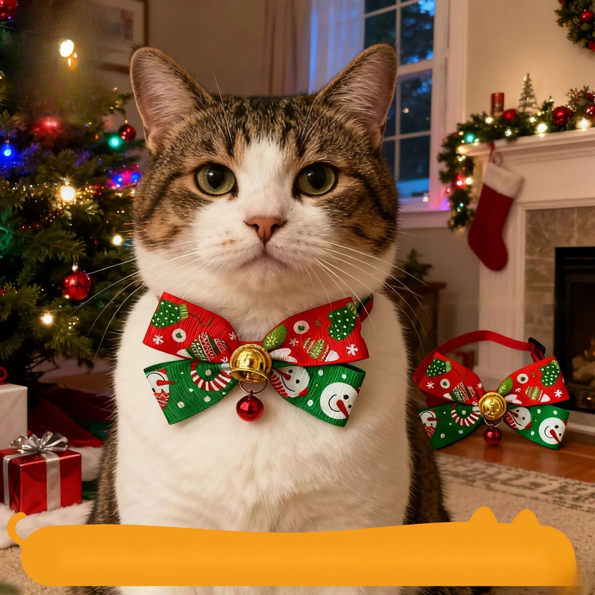 Christmas Pet Collar Bell with Bow Tie for Cats and Dogs, Cute Holiday Pet Neck Accessory