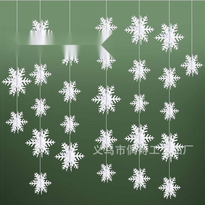 3D Snowflake Christmas Hanging Ornaments, Store Window Ceiling Decorations for Holiday Display