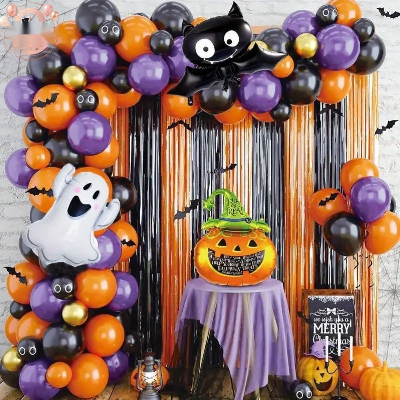 Halloween Balloon Arch Kit Latex Ghost Skull Theme Party Decoration Garland Set