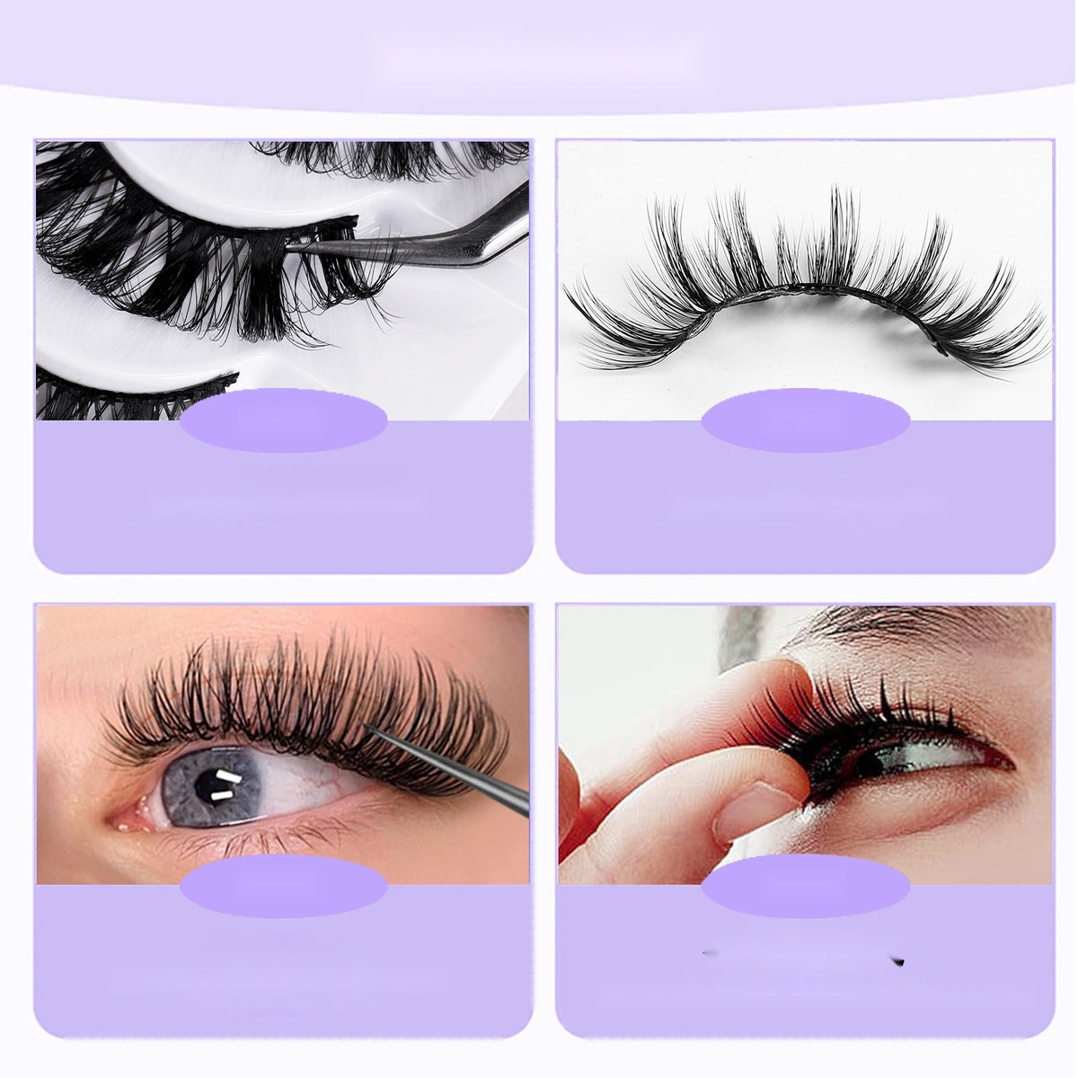 10 Pairs Hard Band False Eyelashes, Comic Doll Little Devil Cluster Lashes for Women