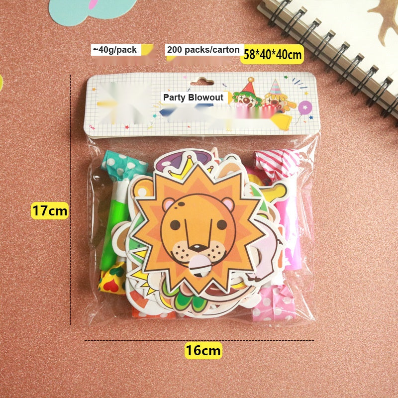 Kids Birthday Party Cartoon Blowouts, Clown Whistle Roll Up Horns For Cheering Party Favors