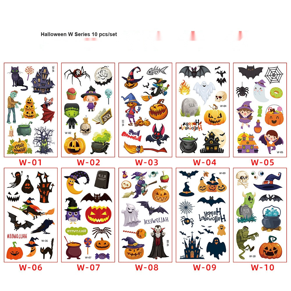 Kids Cartoon Halloween Temporary Tattoos, Waterproof Party Favor Funny Stickers