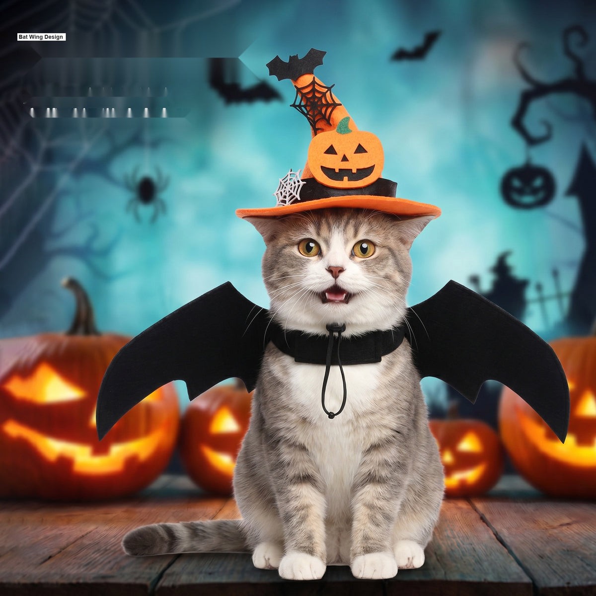 Pet Halloween Costume Set Witch Hat Cape Accessories Full Cat Dog Outfit Party Decor