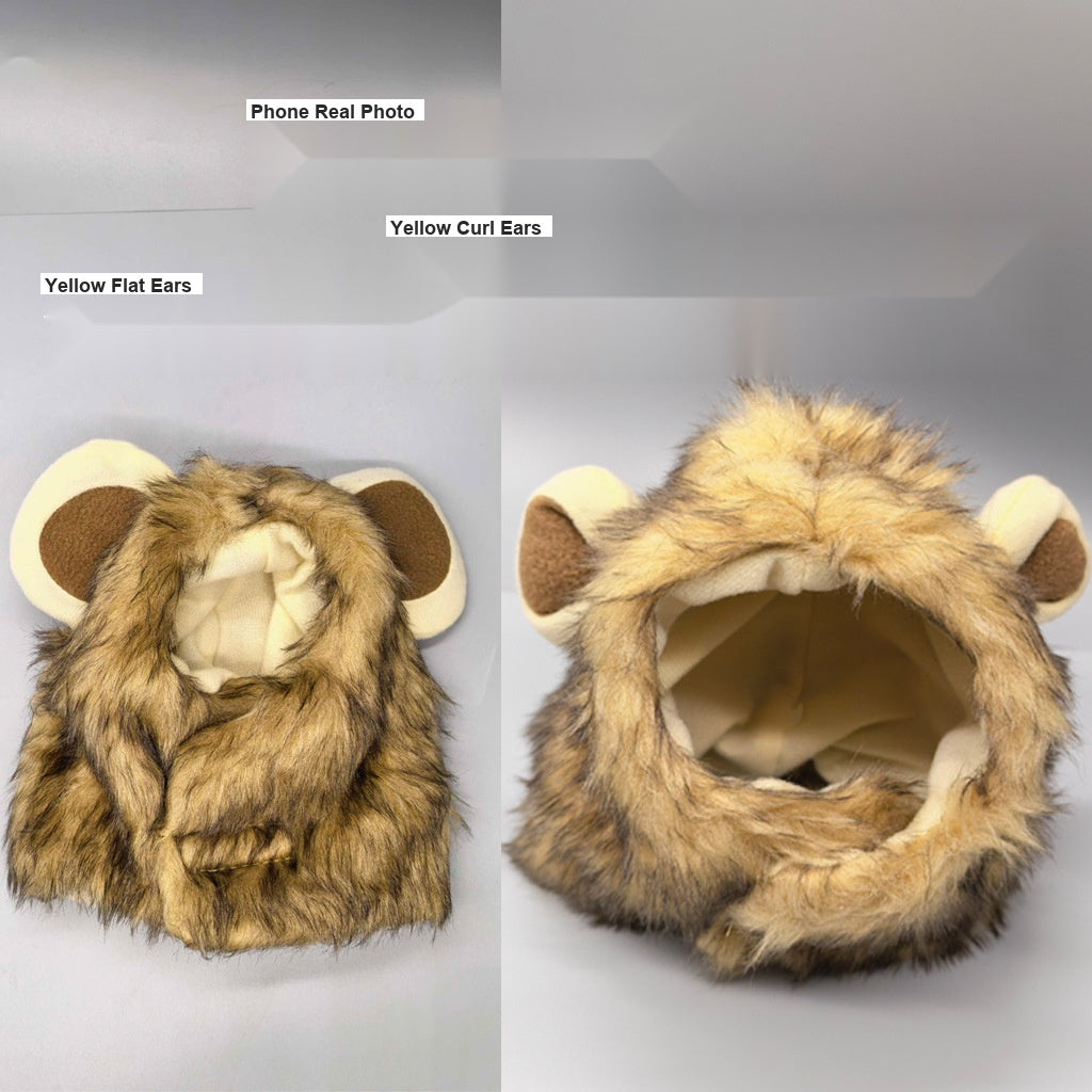 Halloween Adjustable Lion Mane Pet Hat, Cat Dog Costume Cap For Fall Winter Holiday Dress Up