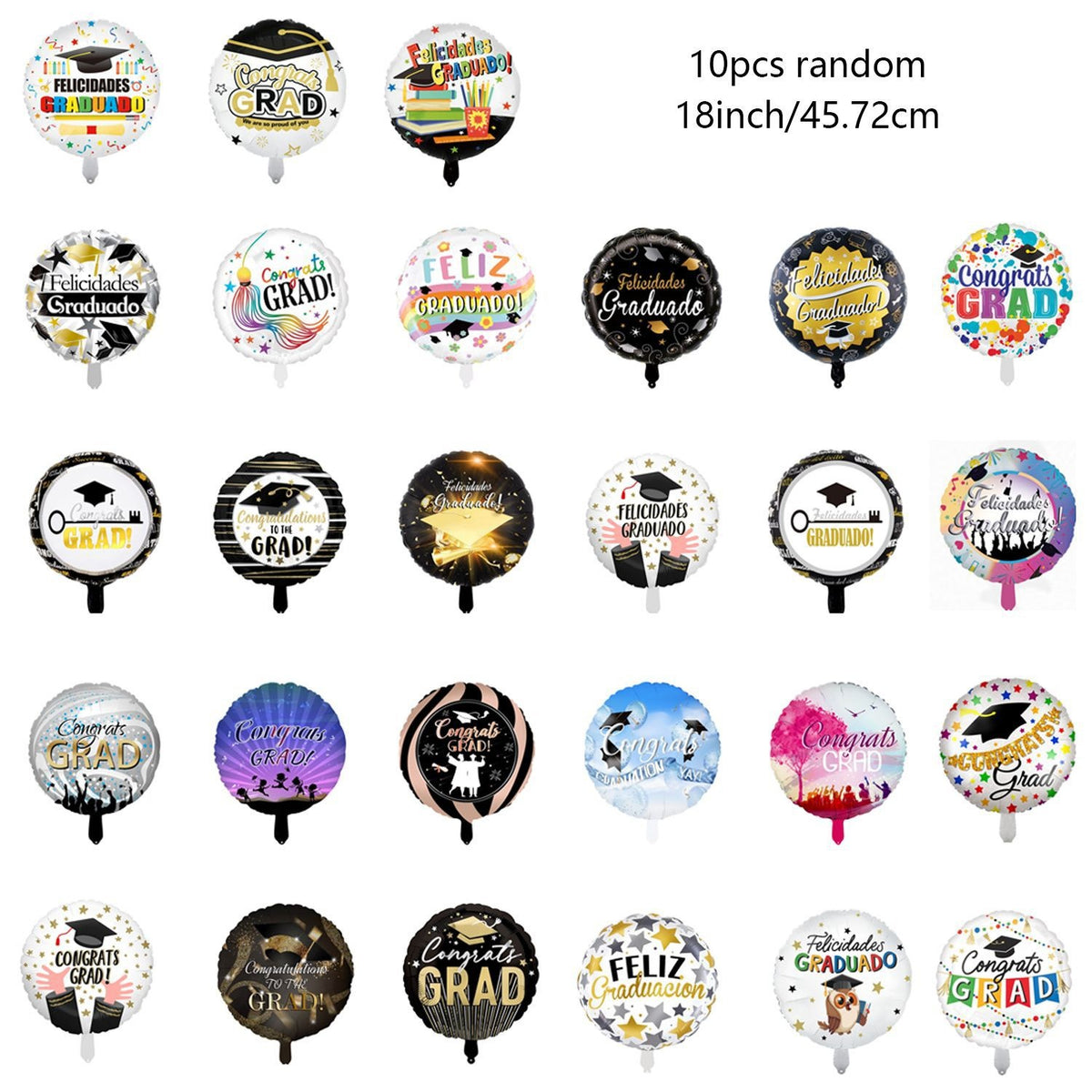 10 Pack 18 Inch Heart Star 4D Foil Balloons Set, Valentine's Day Wedding Birthday Graduation Party Decorations