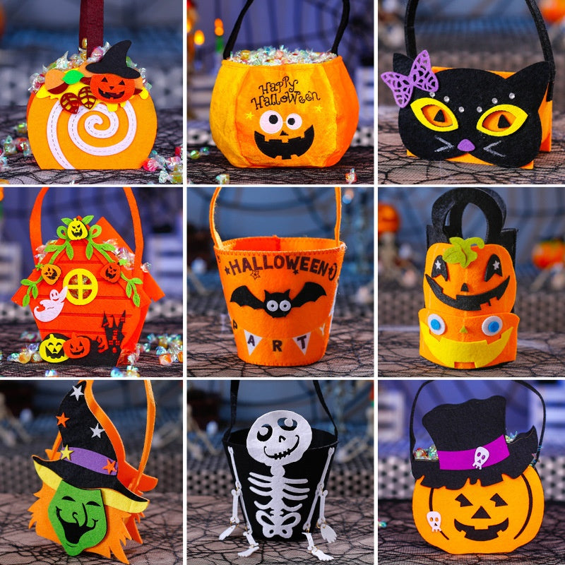 Halloween Pumpkin Candy Bags for Kids, Trick or Treat Tote Party Favor