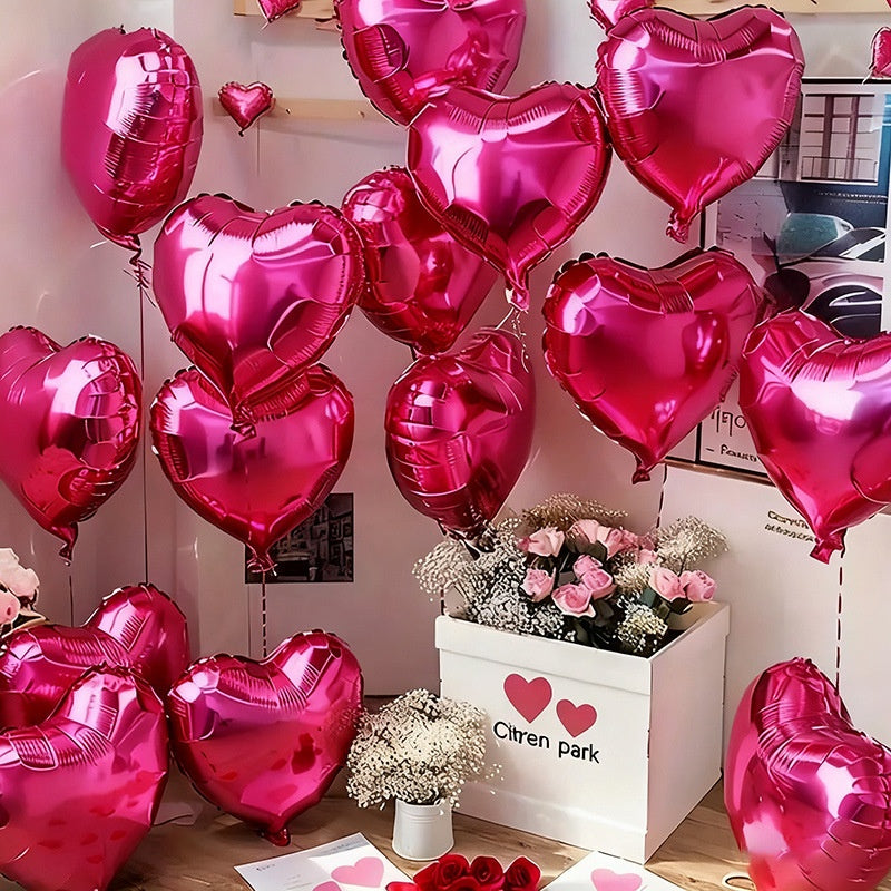 10 Pack 18 Inch Heart Star 4D Foil Balloons Set, Valentine's Day Wedding Birthday Graduation Party Decorations