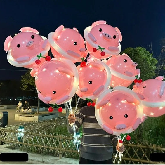 Bobo Balloon with LED Light Glowing Cartoon Shape Balloon Kit Kids Night Market Party Material Set