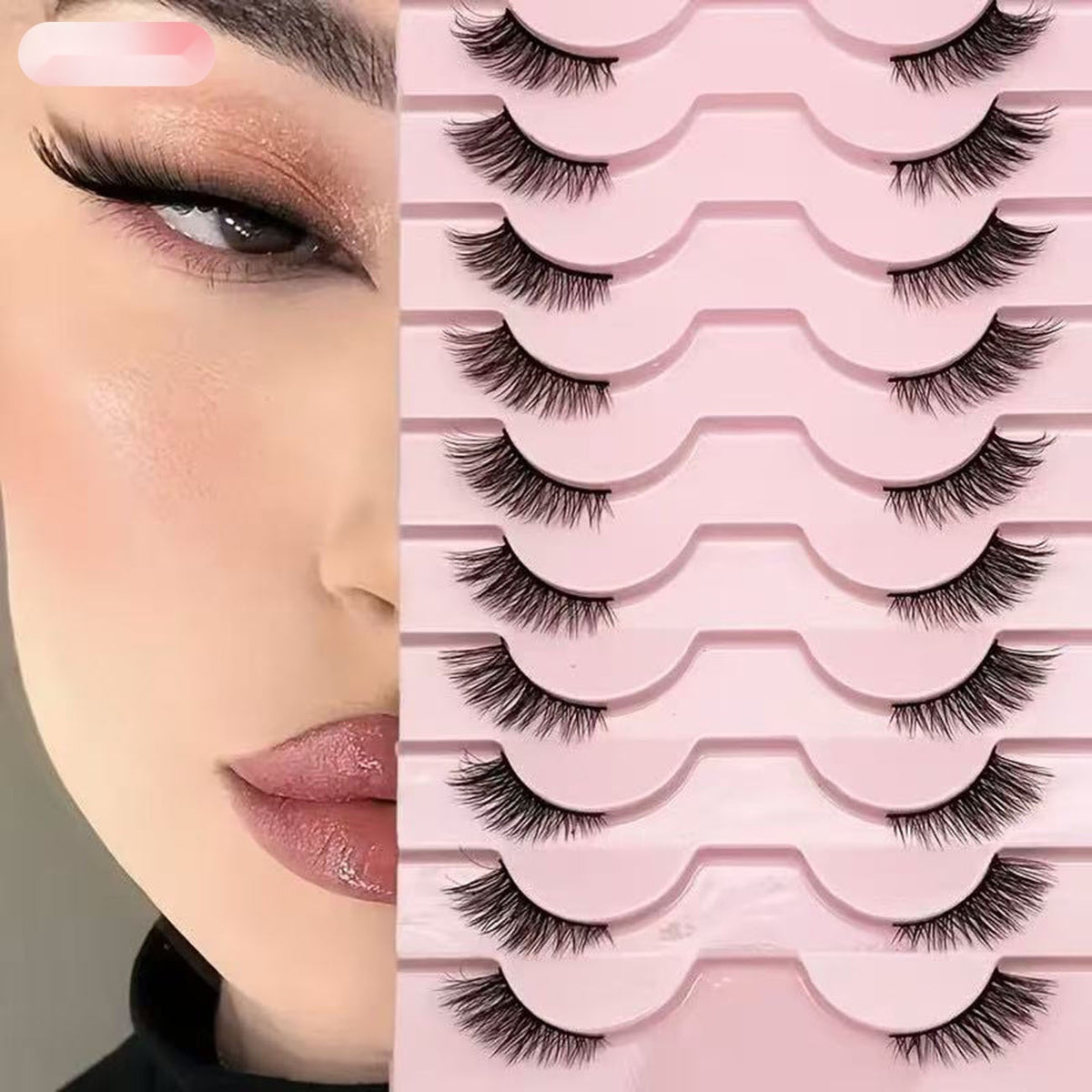 10 Pairs Wispy Big Eye False Eyelashes, Fox Eye Curled Fluffy Faux Lashes For Dramatic Look