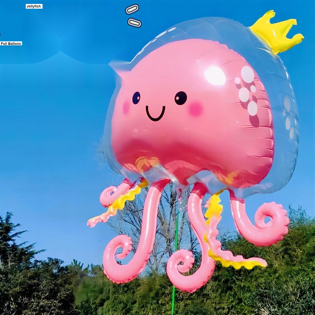 Glowing Jellyfish Foil Balloon, Octopus Shaped Light Up Aluminum Balloon For Night Market Party Props