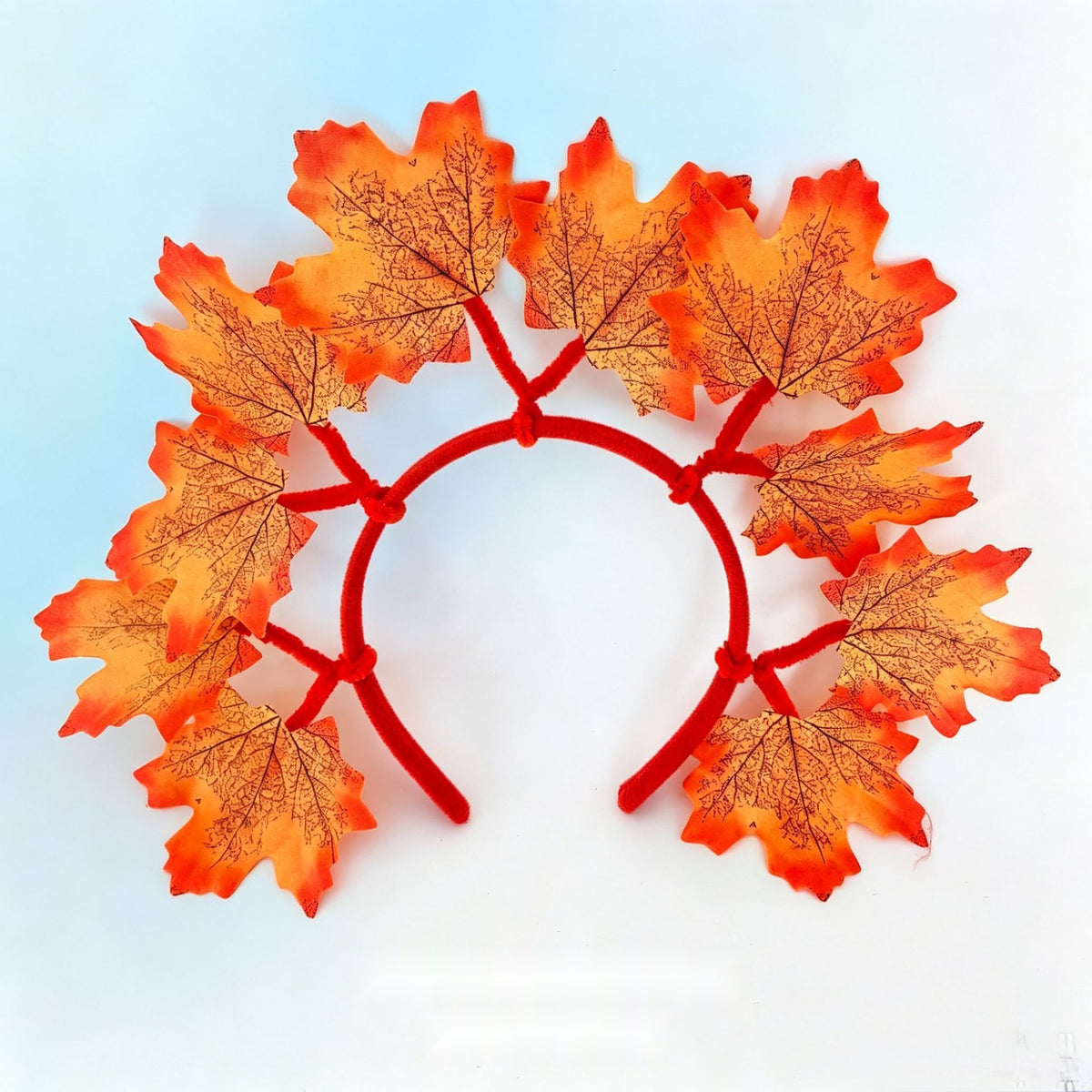 Faux Maple Leaf Headband, Red Yellow Autumn Leaf Hair Hoop For Thanksgiving Party Decor