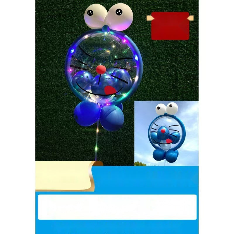 Bobo Balloon with LED Light Glowing Cartoon Shape Balloon Kit Kids Night Market Party Material Set