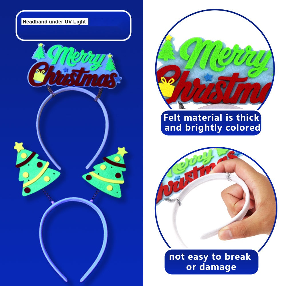 Fluorescent Glowing Christmas Headband, Santa Snowflake Reindeer Photo Prop for Kids Party