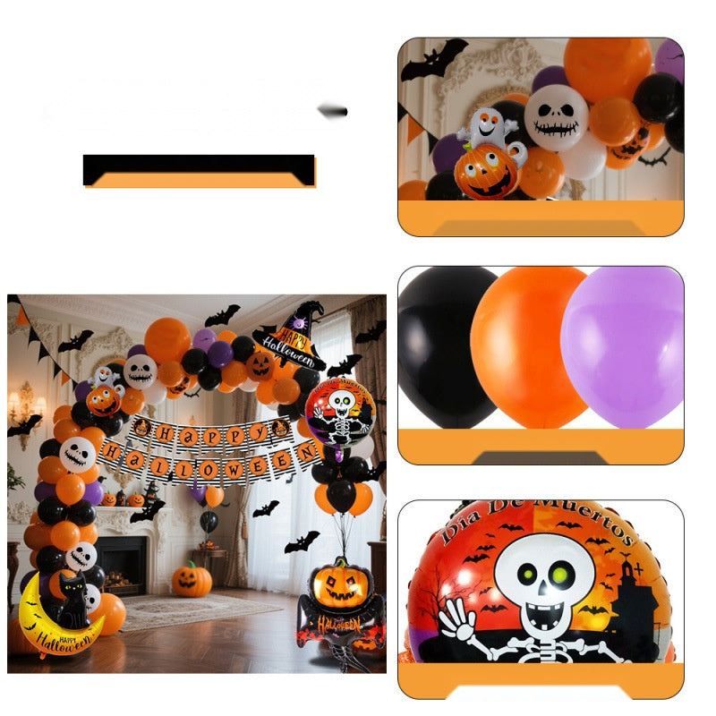 Halloween Arch Pumpkin Theme Balloon Set, Witch Hat Foil Balloons