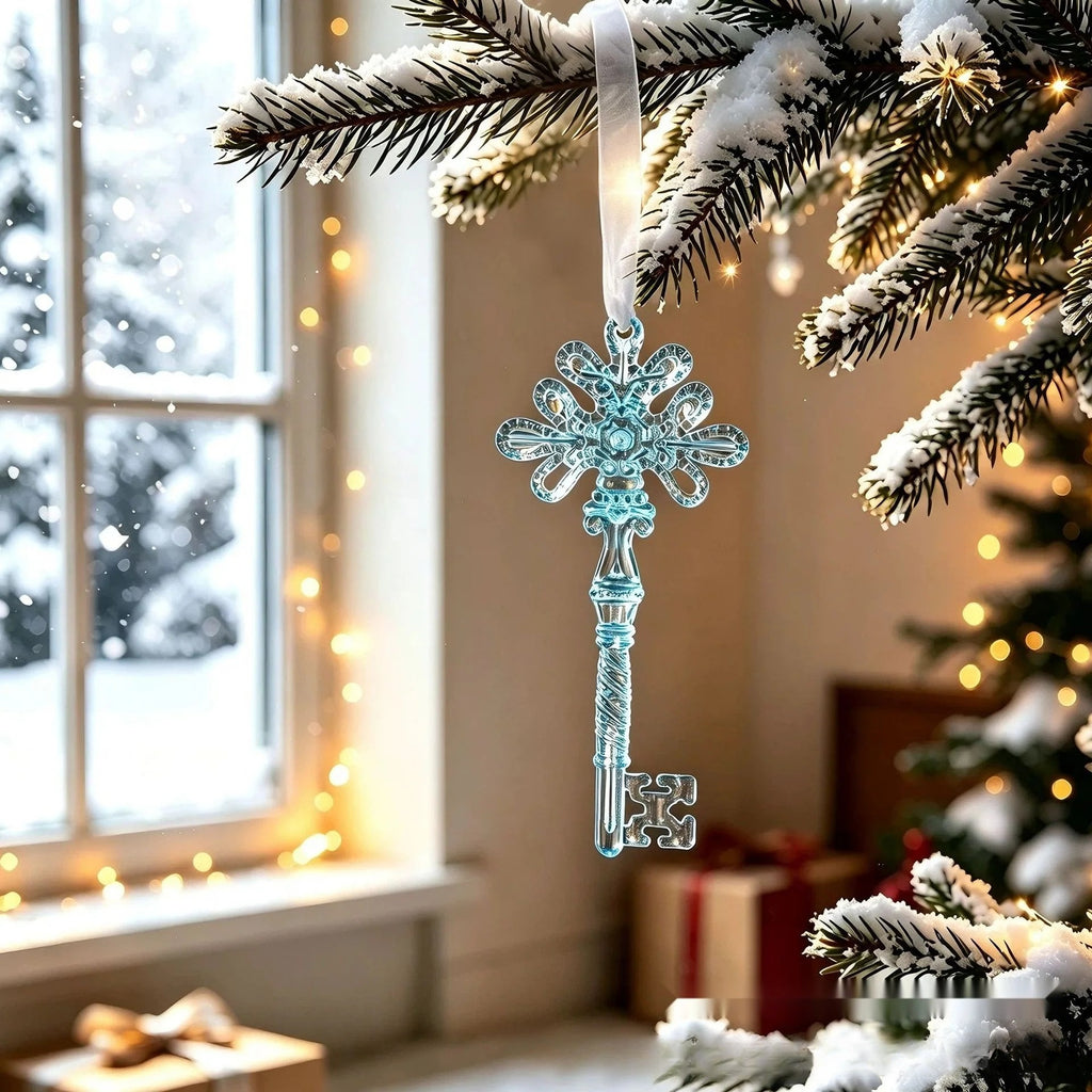 6 Pack Acrylic Christmas Tree Hanging Ornaments, Clear Snowflake Icicle Decorations