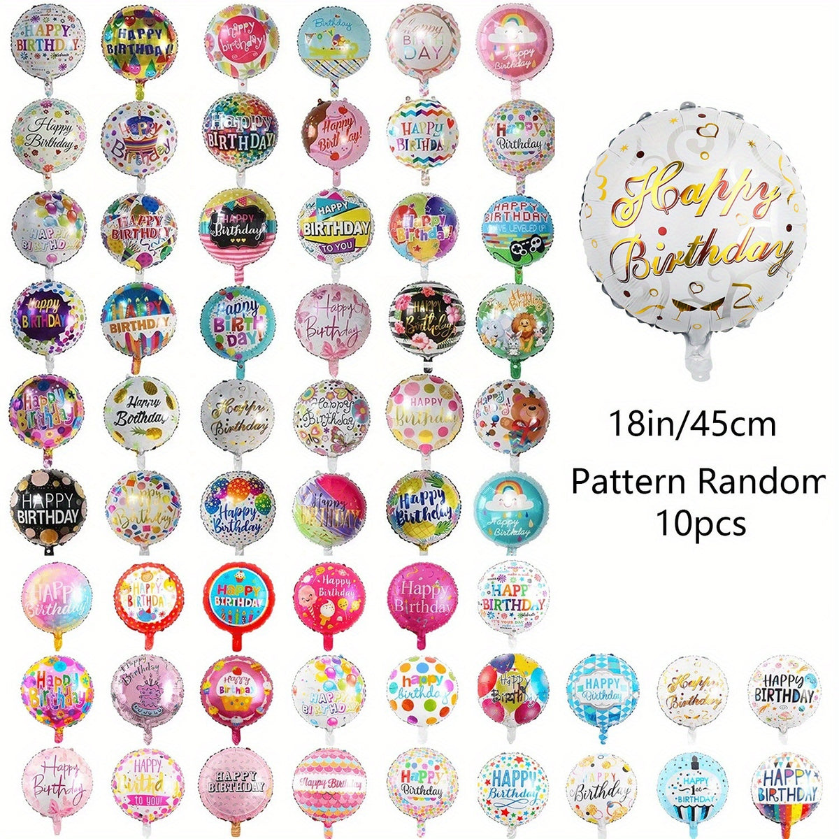 10 Pack 18 Inch Heart Star 4D Foil Balloons Set, Valentine's Day Wedding Birthday Graduation Party Decorations