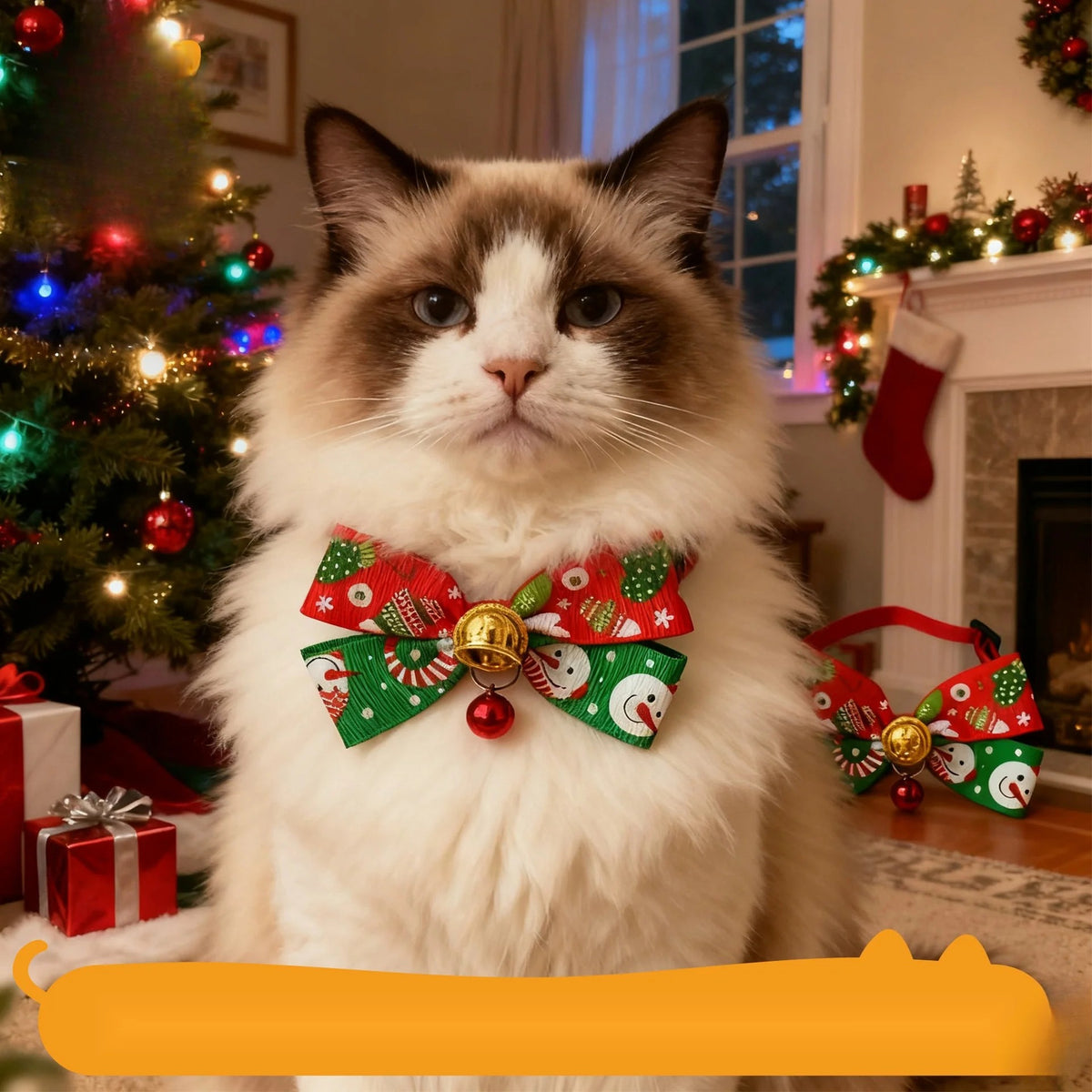 Christmas Pet Collar Bell with Bow Tie for Cats and Dogs, Cute Holiday Pet Neck Accessory