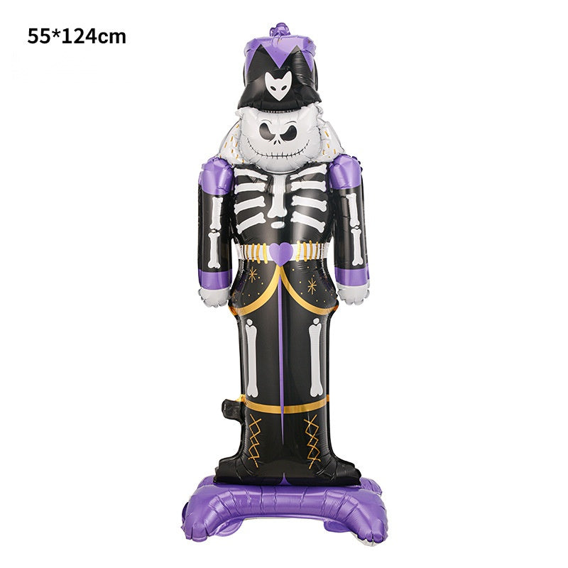 4D Halloween Foil Balloon Stands Set, Ghost Tree Skull Pumpkin Standing Balloon Decorations