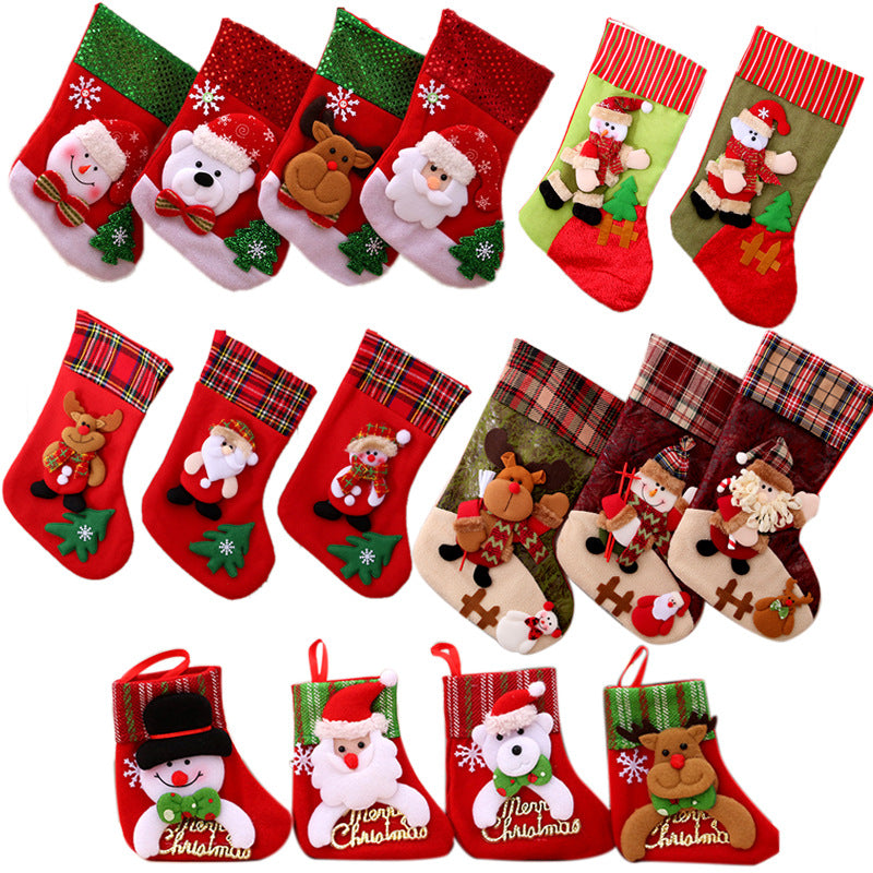 Mini Christmas Stocking Ornament Gift Bags, Small Sock Hanging Decorations for Christmas Tree