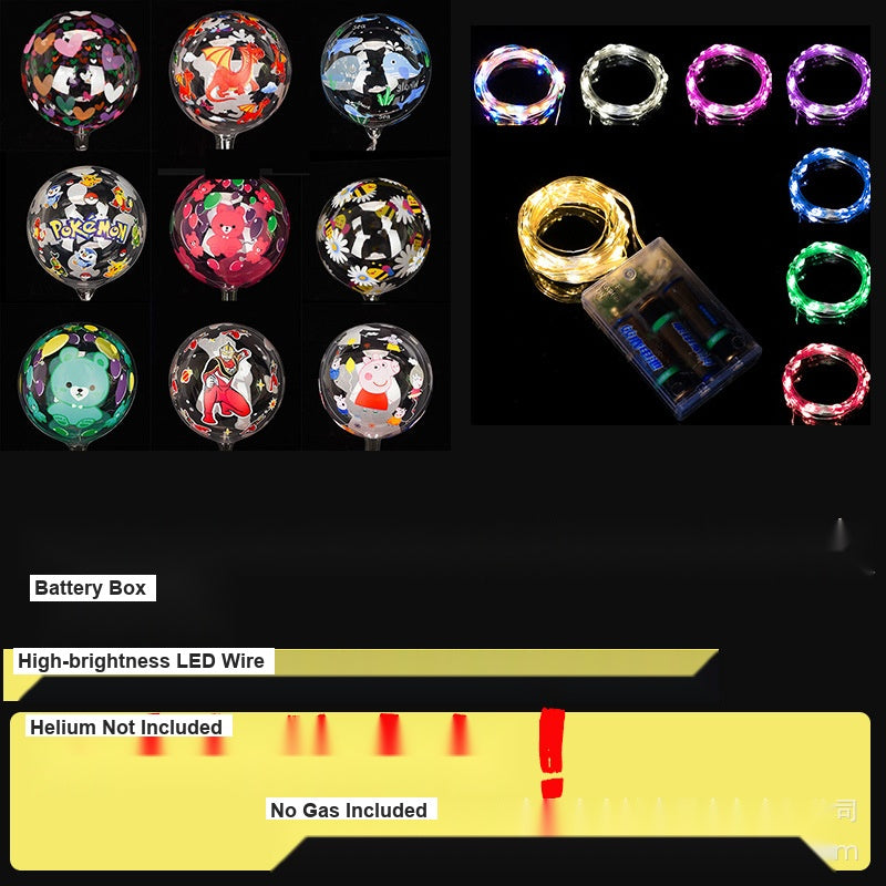 10 Pcs LED Bobo Balloons Glowing Floating Balloons Light Up Party Decor Battery Operated Set