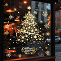 Gold Silver Christmas Tree Snowflake Window Stickers, Static Cling Glass Decals for Storefront