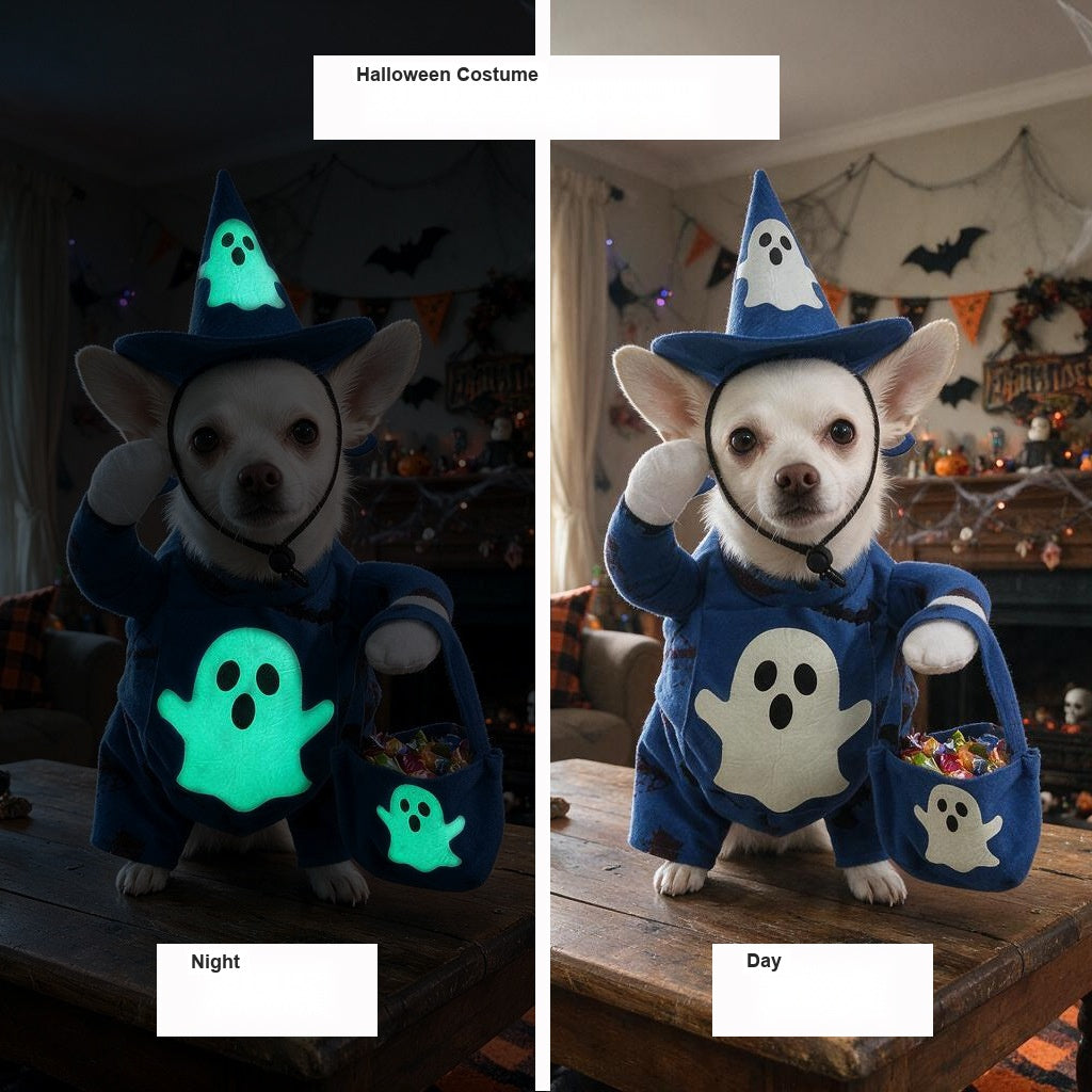 Halloween Glow in the Dark Ghost Costume for Dogs, Funny Pet Dress Up