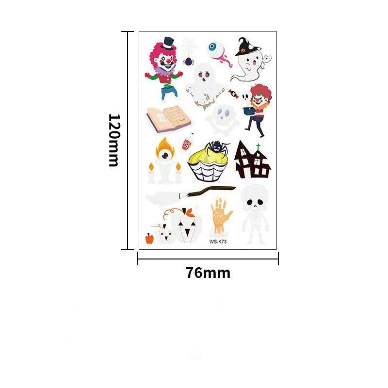 Halloween Glow in the Dark Cartoon Face Tattoos, Waterproof Fluorescent Green Kids Stickers