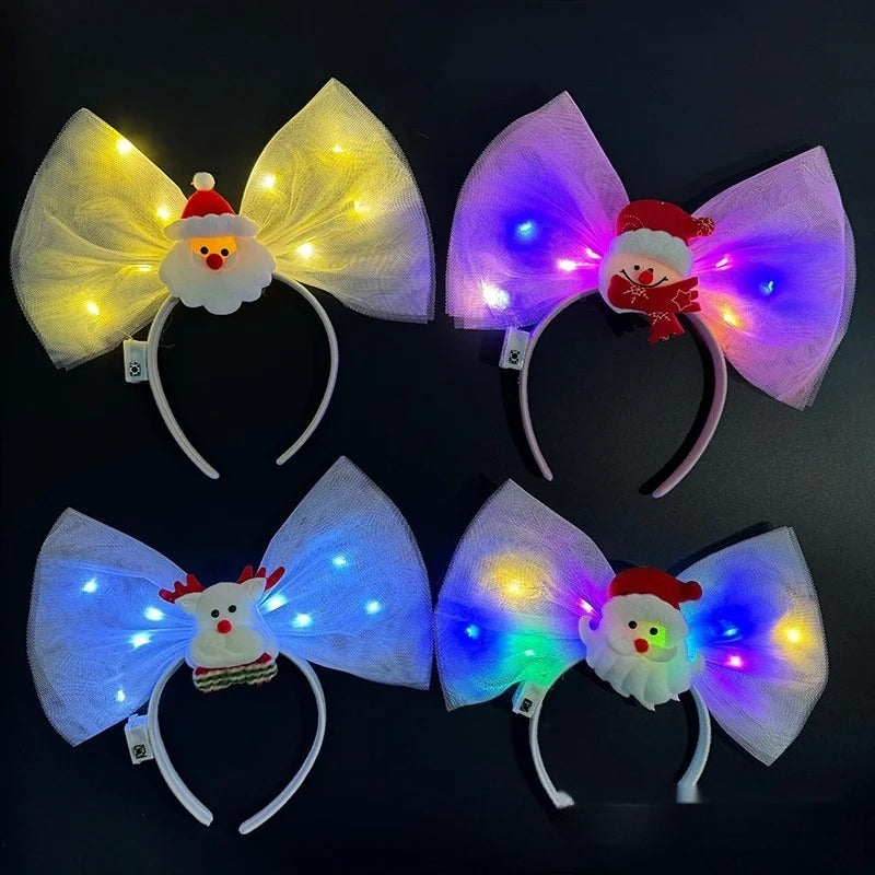 Glow in the Dark Reindeer Antler Headband, Christmas Light Up Headpiece for Kids Party Favors