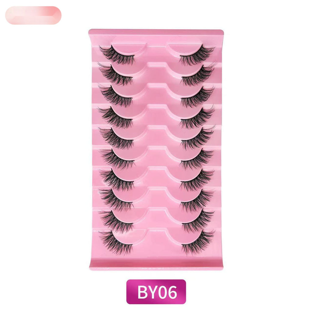 10 Pairs Wispy Big Eye False Eyelashes, Fox Eye Curled Fluffy Faux Lashes For Dramatic Look