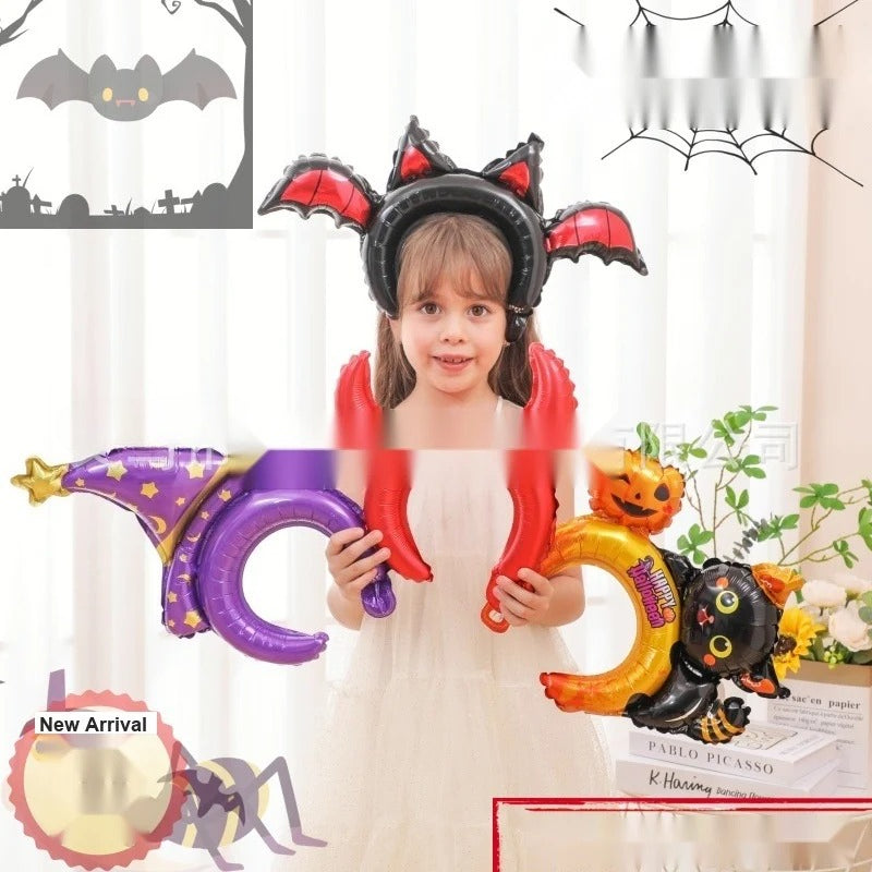 Halloween Letter Foil Balloons, Large Pumpkin Ghost Wrist and Table Decor Balloons