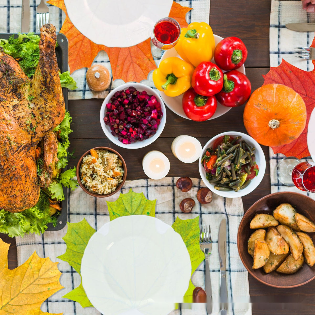 Thanksgiving Maple Leaf Party Paper Placemats, Disposable Table Mats for Baby Shower Birthday